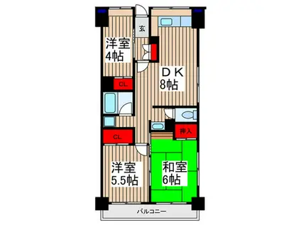 ソレイユ久保(3DK/4階)の間取り写真