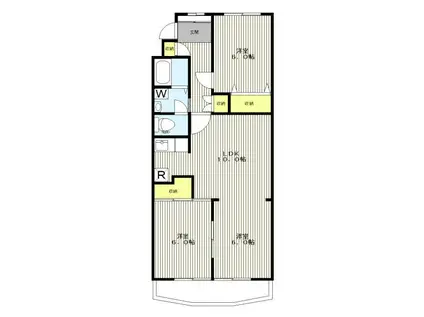 横浜ハイタウン(3LDK/4階)の間取り写真