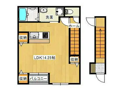 カーサ・モンレーヴII(ワンルーム/2階)の間取り写真