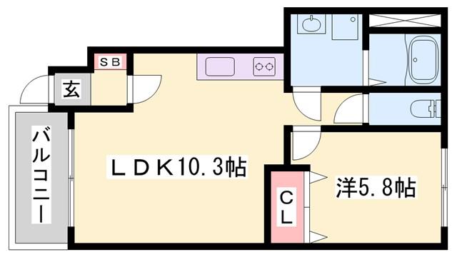 サンパレス(1LDK/1階)の間取り写真
