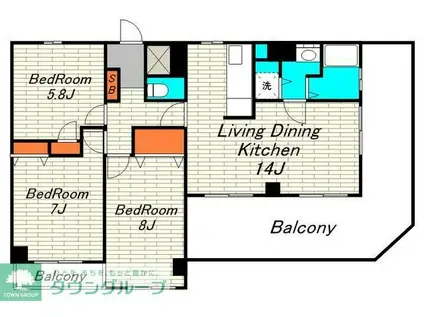 ラフィネシャンブル(3LDK/6階)の間取り写真