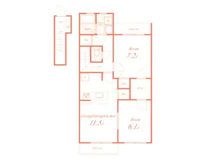 リマーレソプラ壱番館(2LDK/2階)の間取り写真