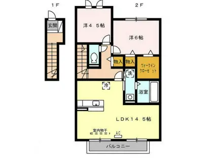 ヴィラージュ(2LDK/2階)の間取り写真