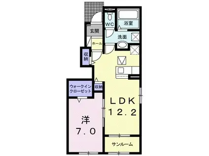 フリーダム白木I(1LDK/1階)の間取り写真