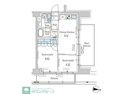 パークアクシス木場キャナル ウエスト(2DK/11階)の間取り写真