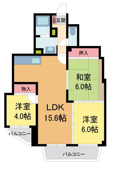パークノヴァ夙川(3LDK/1階)の間取り写真