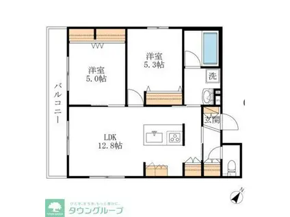 アスピシャス(2LDK/2階)の間取り写真