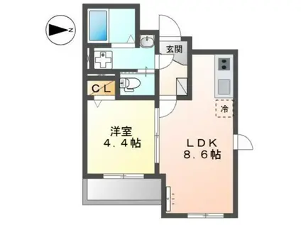 プリムローズ(1LDK/2階)の間取り写真