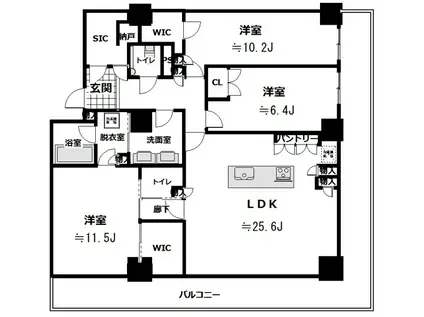 ザ・パークハウス川越タワー(3SLDK/25階)の間取り写真