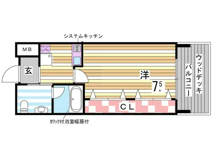 W.O.B.ROKKOHMICHI(1K/4階)の間取り写真
