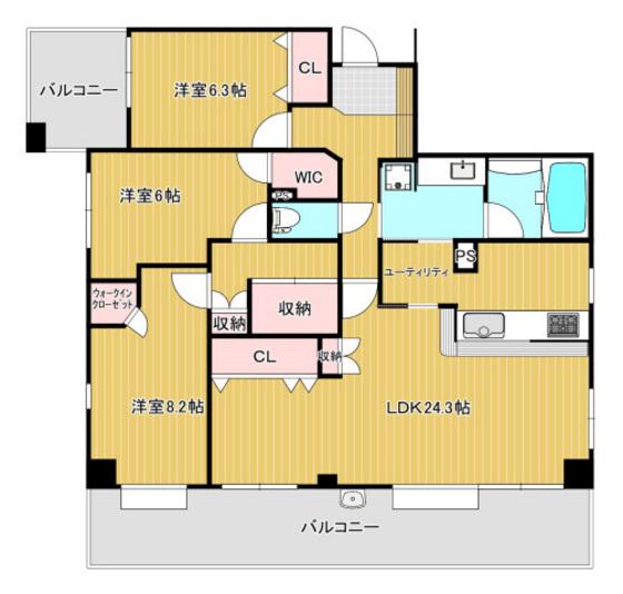 アーバンビュー平和大通(3LDK/10階)の間取り写真