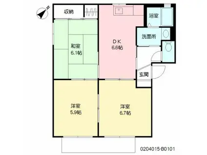 バリュージュ協和(3DK/1階)の間取り写真