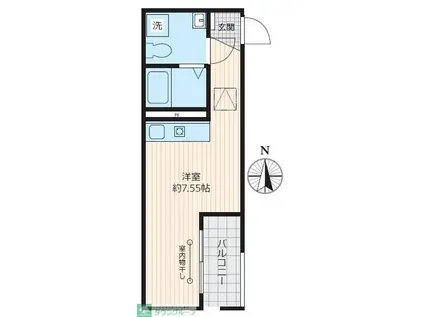 ブルームコート谷塚(ワンルーム/2階)の間取り写真