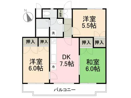 モアグローリーA・B(3DK/3階)の間取り写真