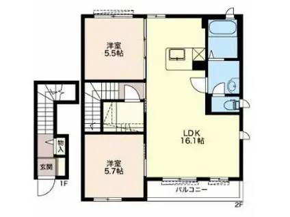 スターライトA(2LDK/2階)の間取り写真