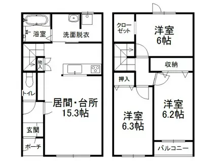 レパンドールIII(3LDK/1階)の間取り写真