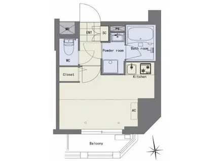 キャッスルパレス江戸川橋(ワンルーム/2階)の間取り写真