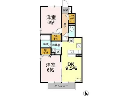 フェアリーコート(2DK/1階)の間取り写真