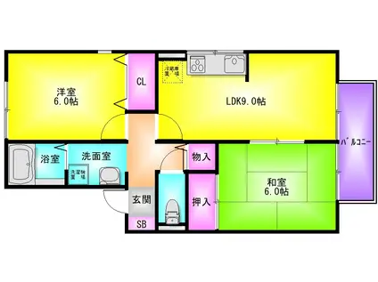 RIHITO八尾 C棟(2LDK/1階)の間取り写真
