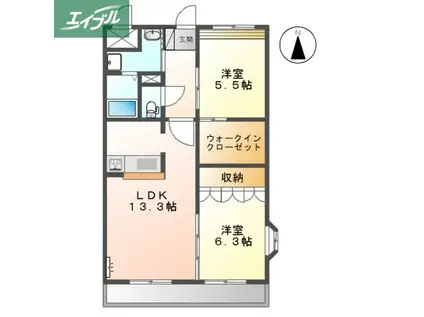 プラッツ・ユーI(2LDK/1階)の間取り写真