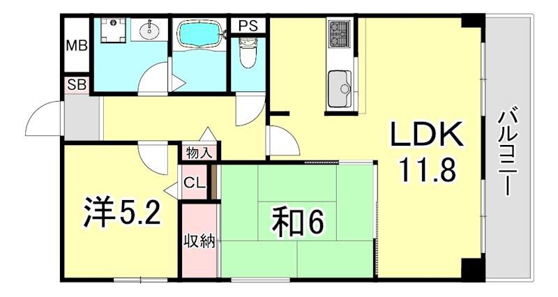 兵庫羽坂通パーク・ホームズ(2LDK/7階)の間取り写真