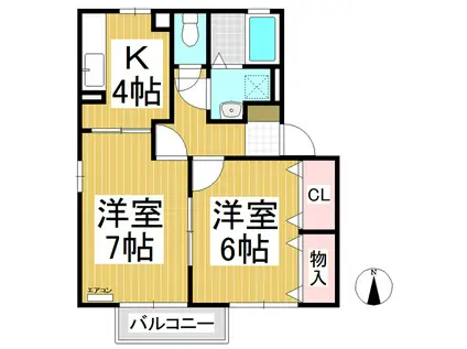 ミリモ五明(2K/1階)の間取り写真