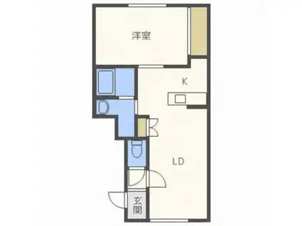 グランメール月寒公園オー壱番館(1LDK/4階)の間取り写真