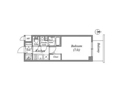 アドバンス神戸マーレ(1K/7階)の間取り写真