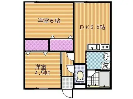 竹生荘(2DK/2階)の間取り写真