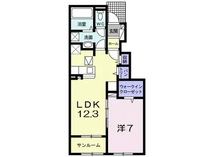サニーハイツすみれ C(1LDK/1階)の間取り写真