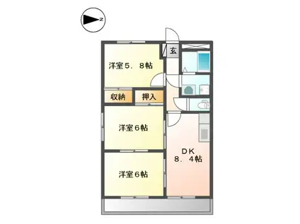 エスぺランス光(3DK/2階)の間取り写真