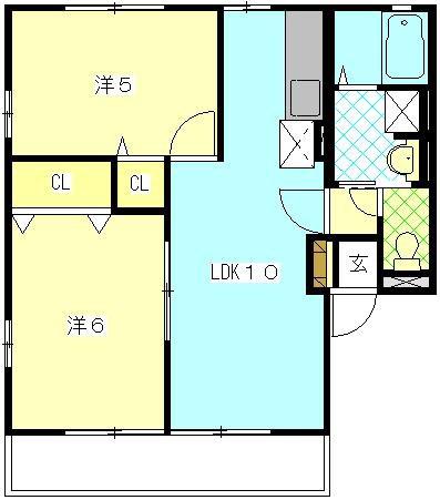 キアーロI(2LDK/1階)の間取り写真
