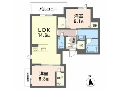 シャーメゾン阪南ガーデン(2LDK/3階)の間取り写真