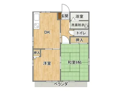 ホリデーフラット(2DK/1階)の間取り写真