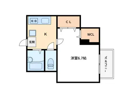 マンション梅木(1K/2階)の間取り写真