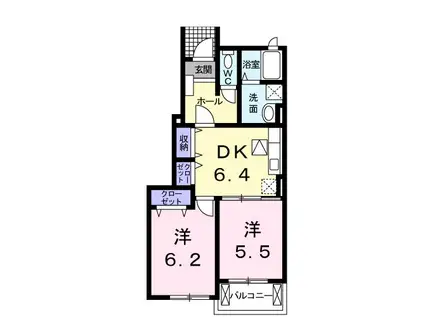 SMA・ラパスI(2DK/1階)の間取り写真