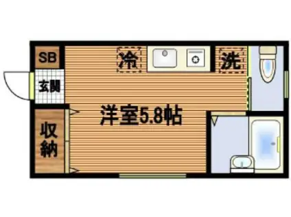 カーサ・コリーヌ(ワンルーム/1階)の間取り写真