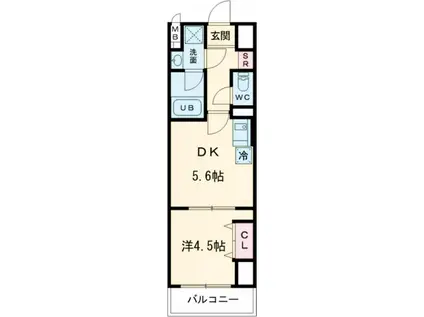 ARCA堺綾之町(1DK/7階)の間取り写真