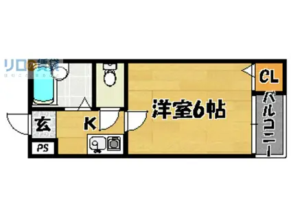 フレンド豊新(1K/2階)の間取り写真