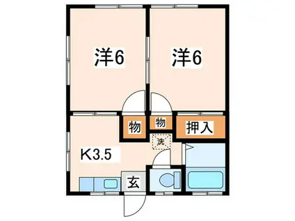 第二木川荘(2K/2階)の間取り写真