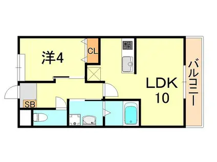 チェリーエイト(1LDK/1階)の間取り写真