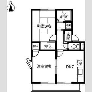 ブルーハイツ忠A(2DK/2階)の間取り写真
