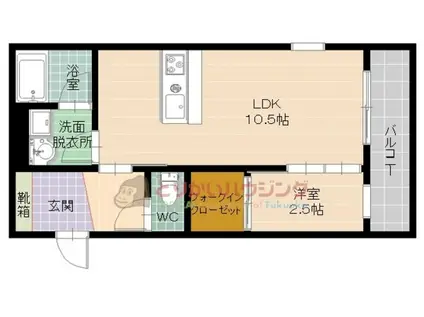 アドレッセ百道(1LDK/1階)の間取り写真