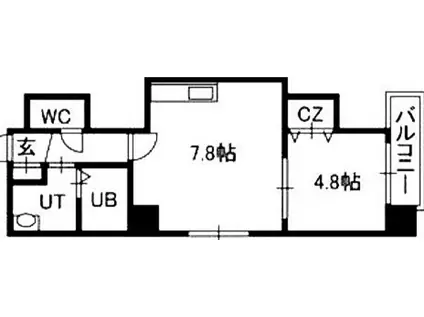 AZZURRI GARDEN 山鼻(1LDK/6階)の間取り写真