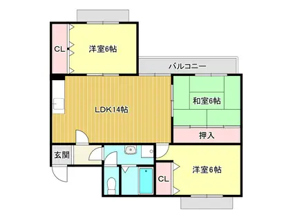箕面リビエールハイツ1ST(3LDK/1階)の間取り写真