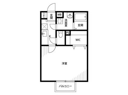 アムールMS(1K/1階)の間取り写真