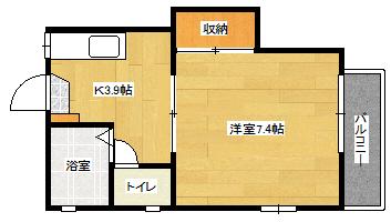 ディアスT2(1K/2階)の間取り写真
