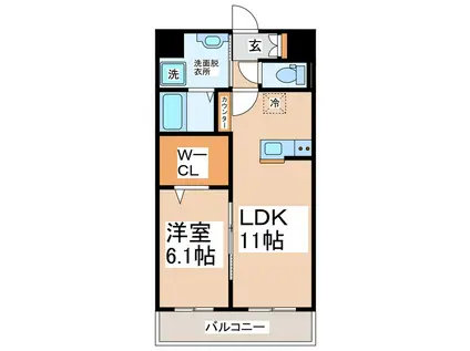 SQUARE菊陽(1LDK/8階)の間取り写真