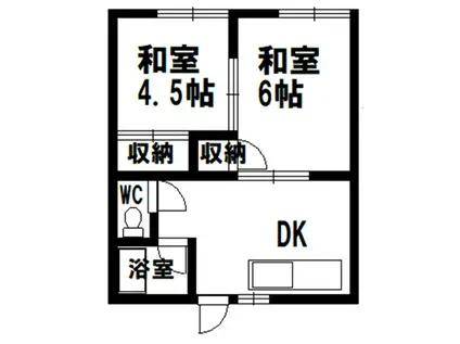 青森県青森市金沢3丁目2-12 ハイツホープ(2DK/2階)の間取り写真