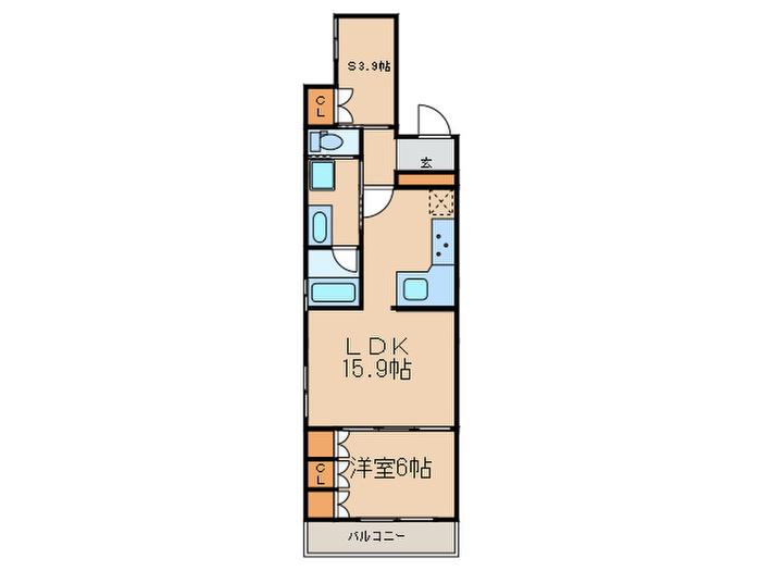 リーガル京都烏丸東(1SLDK/4階)の間取り写真